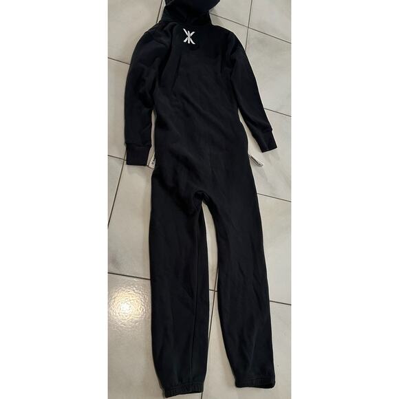 Nordic Way One Piece Jumpsuit Hood Full Zip Pajama Comfy Black Size XXS - Picture 4 of 11